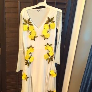 White dress with lemon embroidery